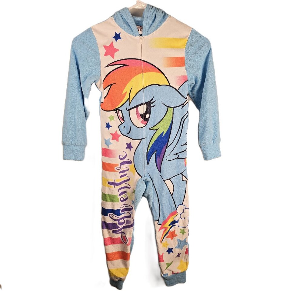 My Little Pony Movie Pajamas 6/6X One Piece Hood 2017 Rainbow Dash Hasbro Zipper